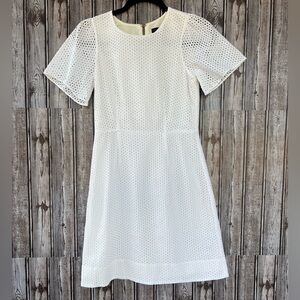 J. Crew 100% Cotton Flutter Sleeve Dress in Eyelet Ivory‎ White Size 0